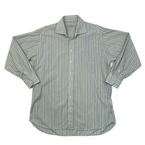 Vintage Burberry Shirt Mens 16.5 Multi Striped Button Up Long Sleeve Made USA